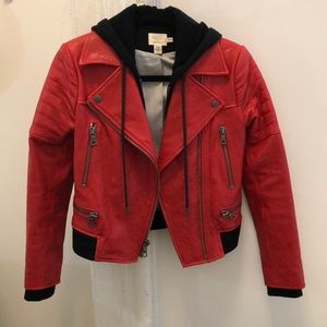 Alice + Olivia leather jacket with hood